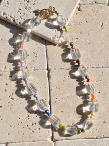 Rainbow Pearl Clear Quartz Necklace