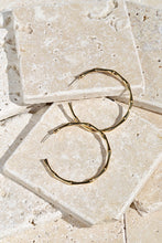 Load image into Gallery viewer, Gold Dainty Bamboo Hoop Earrings
