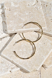 Gold Dainty Bamboo Hoop Earrings