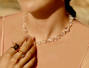 Natural White Crystal Beaded Necklace