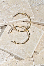 Load image into Gallery viewer, Gold Dainty Bamboo Hoop Earrings
