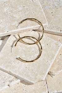 Gold Dainty Bamboo Hoop Earrings