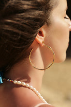 Load image into Gallery viewer, Gold Dainty Bamboo Hoop Earrings
