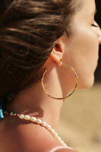 Gold Dainty Bamboo Hoop Earrings