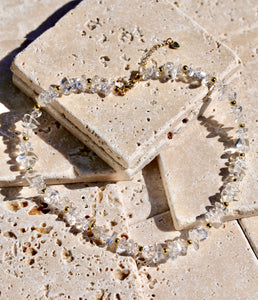 Natural White Crystal Beaded Necklace